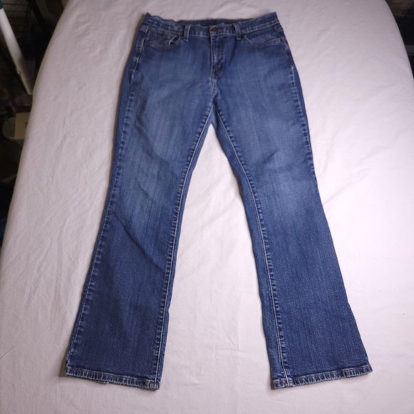 Levi's 515 Bootcut Jeans Size 12 Mid Rise Medium Wash Stretch Embellished Womens - Picture 4 of 9